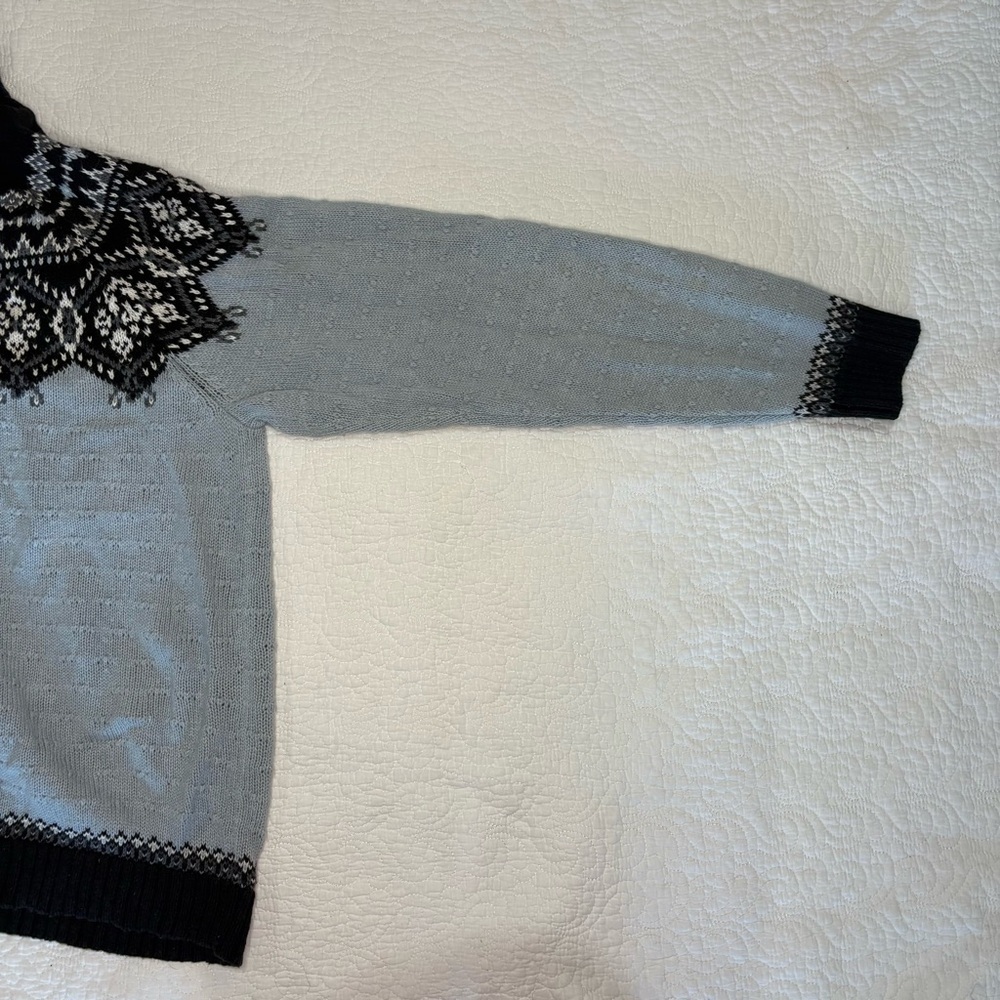 Sag Harbor Nordic Fair Isle Zip Sweater Jacket Black Gray White XL - Picture 9 of 11